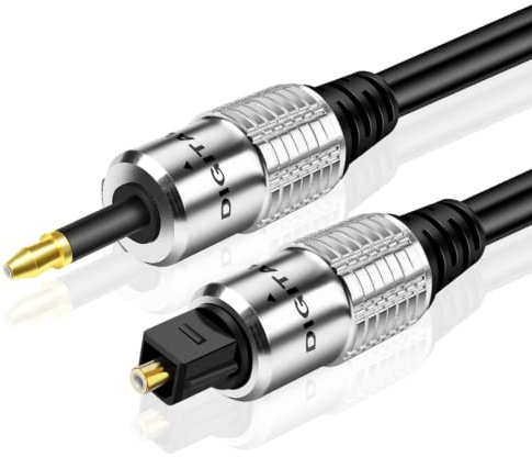 TNP Optisches Kabel, Mini Toslink 3,5mm auf Toslink Kabel, 3m - Digital-Audiokabel, Optisches Digitalkabel, SPDIF-Lichtleiterkabel für Stereoanlage HiFi Sounbar TV, HQ Audio, Vergoldet