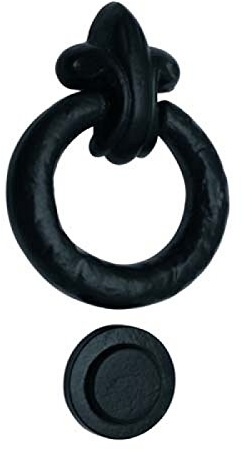 Adonai HardwareMolid Antique Heavy Duty Cast Iron Front Entry Sturdy Stylish Ring Door Knockers (Matte Black) for Vintage Wooden Barn Shed Doors, Gates, Fences, Furniture and Farmhouse