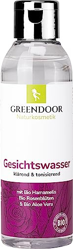 GREENDOOR natürliches Gesichtswasser mit BIO Hamamelis, Rosenblütenwasser & Aloe Vera Saft 150ml, tonisierend, klärend, entspannend, vegane Naturkosmetik