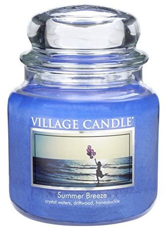 Village Candle 106316346 Summer Breeze Pot de Verre Bleu 10,3 x 10,6 x 12,4 cm