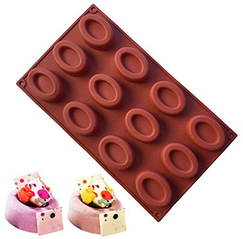 Premium 12-Cavity Silicone Baking Mould, FantasyDay Anniversary Birthday Tray-Wedding Festival Party Silicone Cake Mold for Muffins Brownie Cornbread Candy Chocolates Butter Soap Gummy Bread