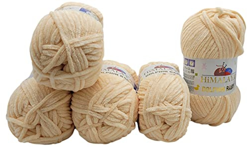 5 x 100 Gramm Himalaya Dolphin Strickwolle, Babywolle, 500 Gramm Wolle Super Bulky (apricot 80333)