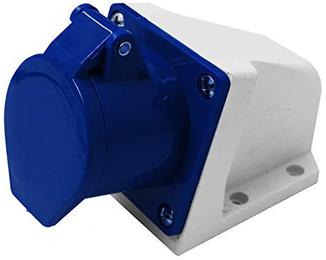 Electraline 80867 Presa Elettrica Industriale da Parete Inclinata, 16A, 2P+T, 220V, Blu