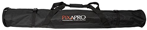 PIXAPRO 120x20x20cm Light Stand Carrying Case - Heavy Duty Tripod Bag - Photography & Video Equipment Case - 3 Stand Capacity - Black Canvas Shoulder Strap