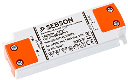 SEBSON 20W LED Treiber/LED Trafo - 12V Konstante Ausgangsspannung, Transformator, Netzteil für LED Lampen G4, MR11, GU5.3, MR16-102x35x16mm