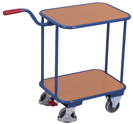 Griffroller mit 2 Ladeflächen RAL5010 Enzianblau Magazinwagen Magazinbügelwagen