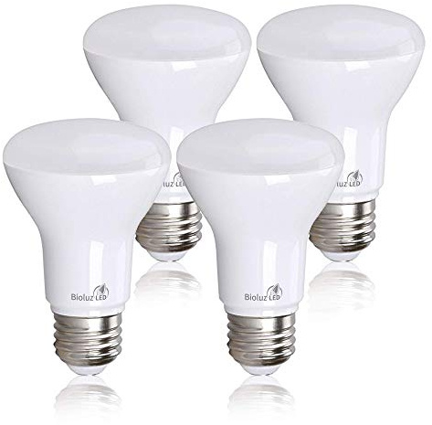 Bioluz LED 4 Pack BR20 LED Bulb 3000K Bright Soft White 6W=50W, 90 CRI, 540 Lumen, Dimmable LED Light Bulbs, Soft White Light Bulbs, Indoor/Outdoor Flood Light Bulbs, UL Listed & Title 20 Compliant