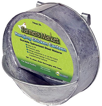 Ware Manufacturing Hanging Chicken Canteen Waterer for Chickens Silver 16 oz.