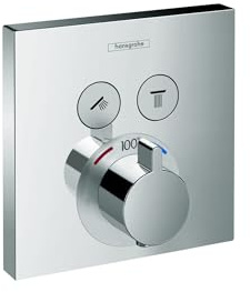 hansgrohe ShowerSelect Modern Thermostatic Shower Valve Trim with Temperature Control and Diverter in Chrome, 15763001