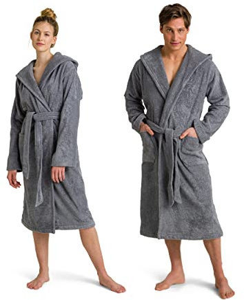 Möve Superwuschel Bademantel mit Kapuze, Größe M, Stone