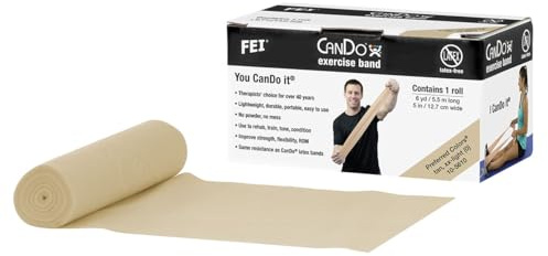CanDo Bande d’Exercice Sans Latex en Rouleau 5,5 m – Beige (XX-Légère) – Bande de Résistance pour Physiothérapie et Ergothérapie