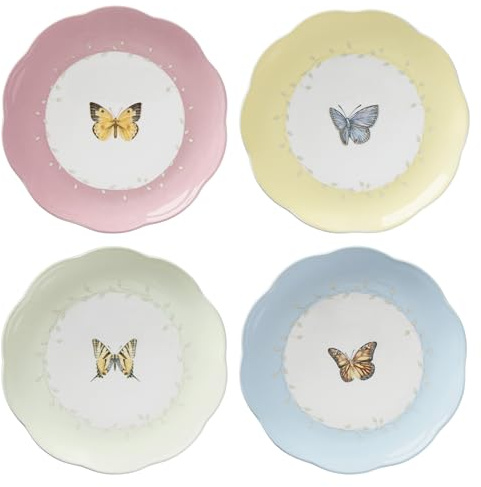 Lenox Butterfly Meadow Porcelain Dessert Plates, 8 Inch, Set of 4