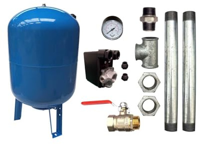 Kit Surpresseur Eau Vertical 200l - 1 Avec Pressostat Et Manomètre