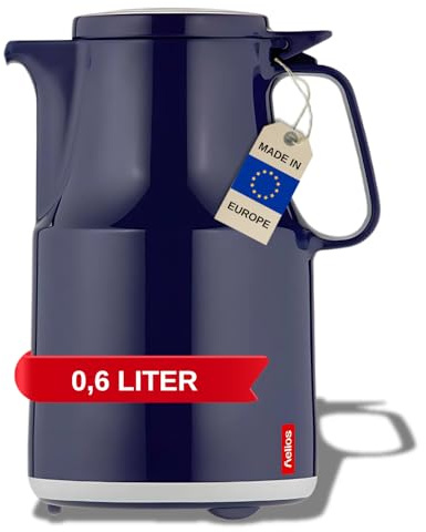 Helios Thermoboy Kunststoff-Isolierkanne mit Klappdeckel 0,6 l blau spülmaschinenfest, Dunkelblau