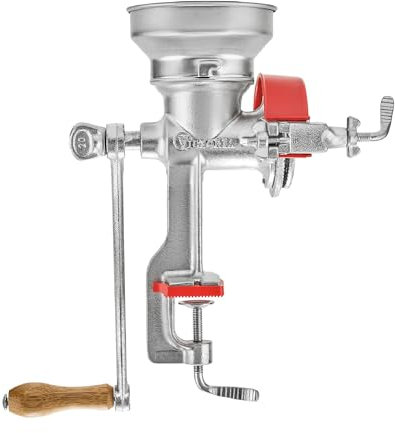 Victoria Mulino Grano Manuale Macinino Cereali in Ghisa per Macinare Caffè, Mais, Avena, Spessore di Macinatura Regolabile, Tramoggia Bassa, Grain Grinder con Morsetto da Tavolo