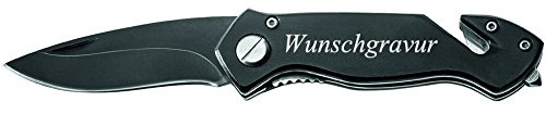 polar-effekt Rettungsmesser Compact Security Klappmesser mit Gravur – Taschenmesser Aluminiumgriff Gurtschneider, Schlagdorn - Einhandmesser – Personalisierte Geschenk für Männer