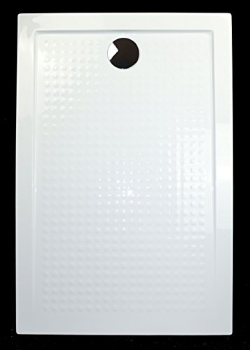 Art of Baan® – Extra piatto, piatto doccia, vasca da bagno in acrilico, ABS antiscivolo bianco; 120 x 80 x 3,5 cm con scarico a saltarello