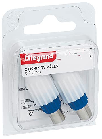Legrand - Lot de 2 fiches mâles télévision coaxiale Ø9,52mm