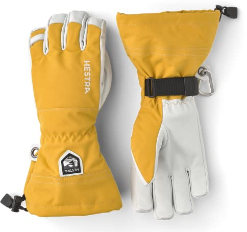 Hestra Heli Ski 5-Finger Handschuhe Skihandschuhe Fingerhandschuhe Damen/Herren - mit Futter, Klettverschluss, Klettverschluss Winter Herbst-Winter - 10 HS gelb