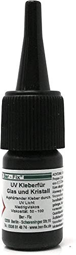 Ber-Fix UV-Kleber 3g - Glasklarer, niedrigviskoser Spezialklebstoff für dauerhafte Verklebungen von Glas mit Metall