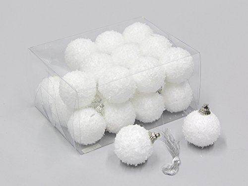 Weihnachtskugeln Schneeball weiss mit Schnee beschneit Schneekugeln (5cm)