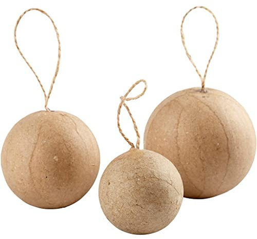 Creativ Company 510313 Lot de 6 boules de Noël en papier Beige