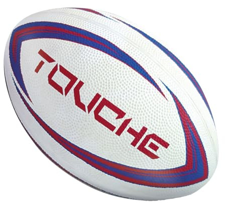 Mondo Toys - Rugby Touche - Pallone da Football Americano in gomma - bambini e adulti - superficie morbida - colore bianco / rosso / blu - 13537
