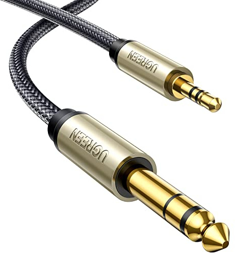 UGREEN Câble Audio 3.5mm vers 6.35mm Stéréo Jack Nylon Tressé Compatible avec Piano Électronique Amplificateur Guitare Sono Casque MP3 Ordinateur Smartphone Enceinte Table de Mixage Chaîne HiFi (3M)