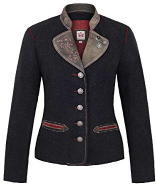 Spieth & Wensky Damen Damen Trachtenblazer Wolle Ziegenvelour grau rot, grau-rot, 42