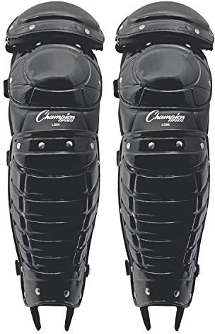 Champion Sports Umpire Beinschützer: Doppelter Knie-Schienbeinschutz mit Flügeln für Baseball und Softball, 41,9 cm, Schienbeinschoner für Erwachsene, Schwarz