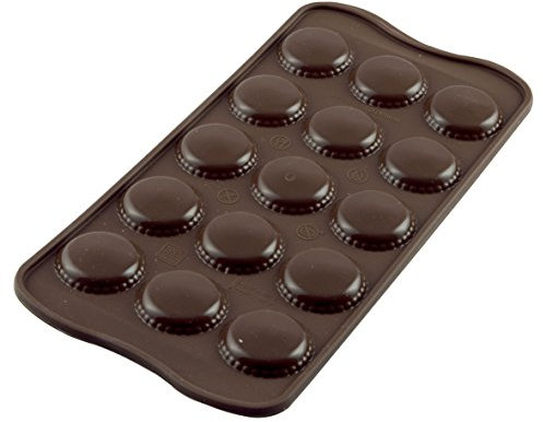 silikomart | SCG21 Stampo in Silicone per Cioccolatini CHOCO MACARON, Antiaderente, 15 Cioccolatini, Confezione da 1 Stampo per Dolci, Easy Choc, Ø 26 h 28 mm, Made in Italy