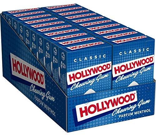 Hollywood Chewing Gum Classic - Parfum Menthol - Arômes Naturels - Lot de 20 paquets de 20 dragées (28 g)