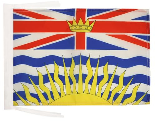 AZ FLAG Drapeau Colombie-Britannique 45x30 cm Polyester 100D Cordelettes | Usage intérieur et extérieur Drapeau décoratif canadien British Columbia coutures doubles et bords renforcés