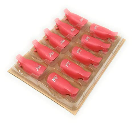 10 Maniküre Klammern Clip für Fingernägel Remover Wraps Nagellackentferner CND Shellac und Bluesky (rosa)