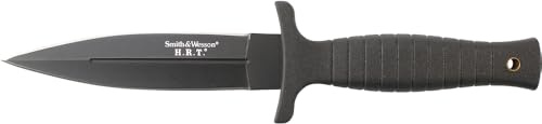 Smith & Wesson 9 H.R.T Double Edged Boot Knife with High Carbon Stainless Steel Blade, Lanyard Hole for Tactical, Self Defense