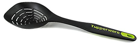 TUPPERWARE Griffbereit Schaumlöffel Tief schwarz-gelb Abtropflöffel Löffelsieb