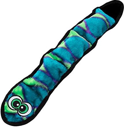 Outward Hound Durablez Large Snake Stuffing-Free Squeaky Plush Dog Toy for Puppies & Dogs - Interactive, Soft Yet Tough, No Mess, Jumbo Squeaker, Long-Lasting Play, 24.5 inch, Blue