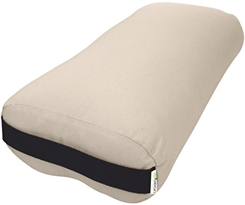Bean Products Cotton Batting Yoga Bolster - Studio Grade 24X12X6 Rectangular Yoga Pillow for Pilates and Yin Practice - Soft Yet Firm Support with Cotton Cover - Made in The USA, Natural