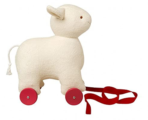 Trousselier - Zieh und Schiebespielzeug - Nachziehtier - Schaf auf Rädern 32 cm - Ideales Geburtsgeschenk - Farbe elfenbein