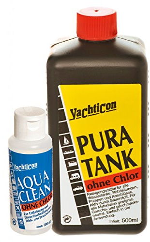 YACHTICON Set perfektes Doppel für Trinkwassertanks - Pura Tank 500ml & Aqua Clean AC 1000 ohne Chlor 100ml