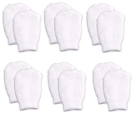 Nurses Choice White Newborn No‑Scratch Mittens – Soft Cotton Stay‑On Baby Gloves – Hospital Trusted Infant Hand Covers – Newborn Essentials for Boys & Girls (6‑Pack, White)