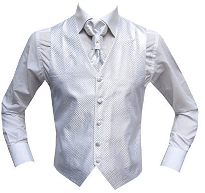 MMUGA Hochzeitwesten Set mit Plastron Berlin Weiß 64