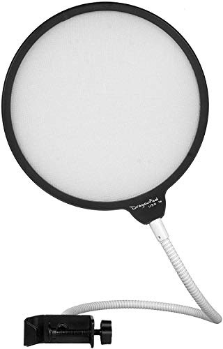 Dragonpad - Filtre Anti-Vent et Anti-Pop pour Microphone avec Support Pivotant 360° Flexible noir/blanc