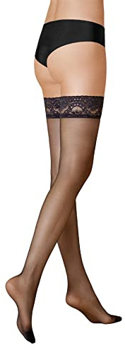 KUNERT Damen Halterlose Strümpfe Mystique 20 Doppelsilikonstreifen 20 DEN Black M