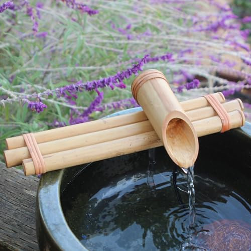 Bamboo Accents Kit de Fontaine à Eau Zen - Fontaine Extérieure/Intérieure à Trois Bras en Bambou Résistant aux Fissures pour Oasis DIY - pour Grands Contenants (Bol Non Inclus) (Trois Bras 30 cm)