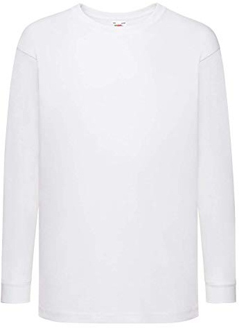 Fruit of the Loom Langarmshirt für Kinder, Unisex, weiß, 9-11 Jahre