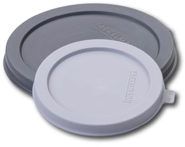 Fackelmann 49463 Lot de 2 couvercles en plastique, couvercles pour boîtes de conserve, couvercle bocaux, Plastique, Rouge, Gris, 10 cm | Plastique noir facile à nettoyer, Format compact 22 6 x 1 5 x 11,6 cm, Passage au lave vaisselle