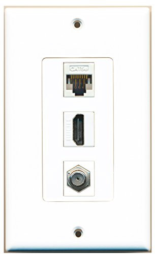 RiteAV - 1 porta HDMI e 1 porta cavo coassiale TV- F-Type e 1 porta Cat5e Ethernet decorativo piatto bianco della parete