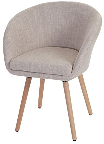 Mendler Esszimmerstuhl Malmö T633 - Textil, Creme/grau | Stuhl, Küchenstuhl, Retro, 50er Jahre Design