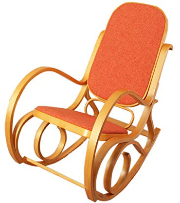 Mendler Schaukelstuhl M41 - Eiche-Optik, Stoff/Textil orange | Schwingsessel, Fernsehsessel, Massiv-Holz